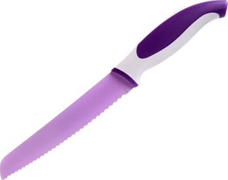 BANQUET Nerezový nůž na chléb s nepřilnavým povrchem 31,5cm Symbio, fialový
