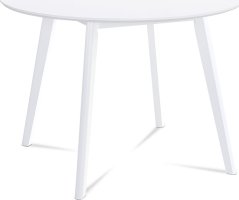Bílý kulatý jídelní stůl pr. 106 cm, matná MDF deska, tloušťka 18mm