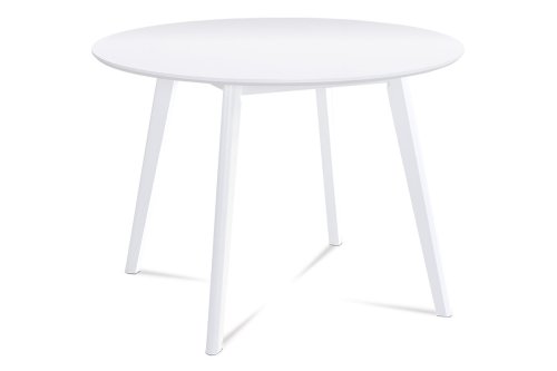 Bílý kulatý jídelní stůl pr. 106 cm, matná MDF deska, tloušťka 18mm
