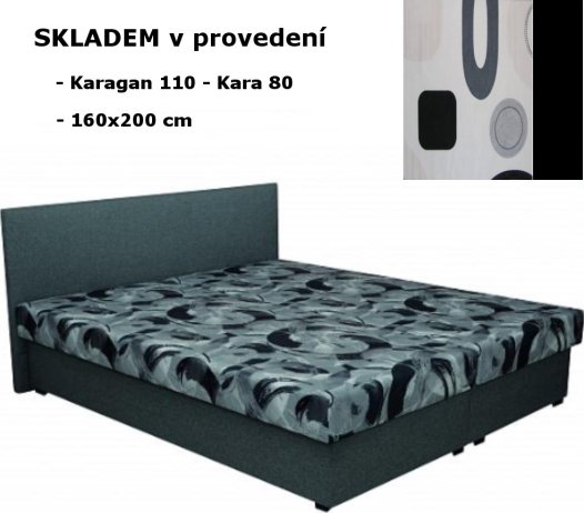 Čalouněná postel Fox 160x200 cm, Karagan 110-Kara 80