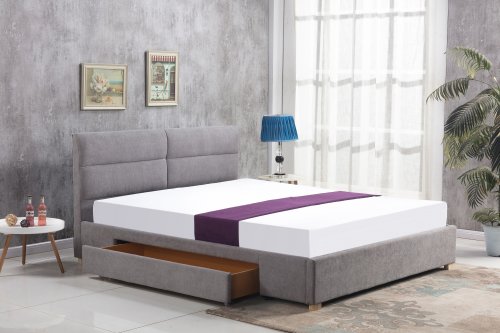 Čalouněná postel MERIDA 160 světle šedá, s úložným prostorem