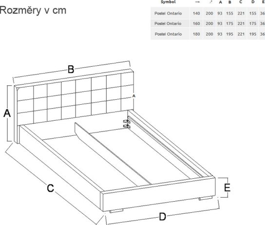 Čalouněná postel Ontario