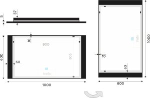 Černé LED zrcadlo ZPC 41004V-90 100x60 cm