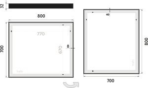 Černé LED zrcadlo ZPC13003-90 80x70 cm