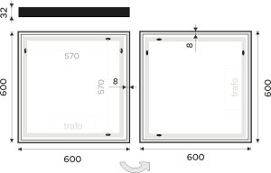 Černé LED zrcadlo ZPC13066-90 60x60 cm