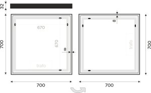 Černé LED zrcadlo ZPC13077-90 70x70 cm