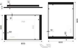 Černé LED zrcadlo ZPC41003-90 80x60 cm
