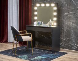 Černý toaletní stolek HOLLYWOOD se zrcadlem