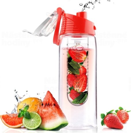 Designová fresh láhev s infuserem ASOBU Flavour It červená 600ml