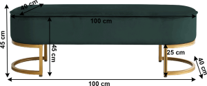 Tmavě zelená lavice Mirila, velvet látka