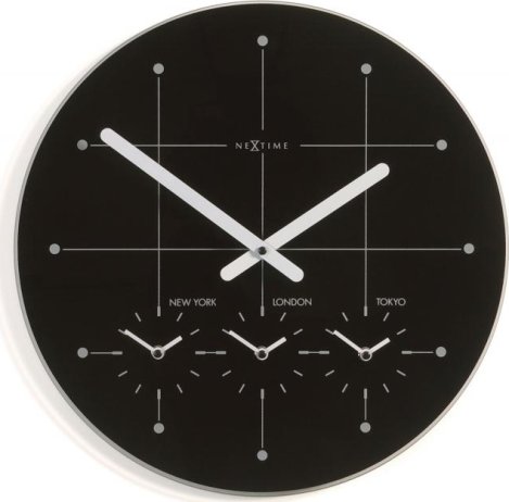 Designové nástěnné hodiny 214zw Nextime Big City black 43cm