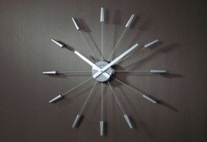 Designové nástěnné hodiny 2610zi Nextime Plug Inn stříbrné 60cm