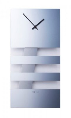 Designové nástěnné kyvadlové hodiny 2855mi Nextime Bold Stripes silver 38x19cm
