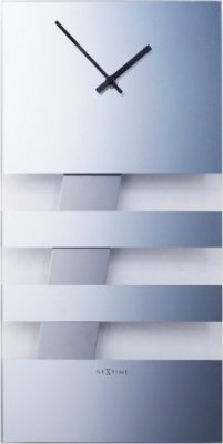 Designové nástěnné kyvadlové hodiny 2855mi Nextime Bold Stripes silver 38x19cm