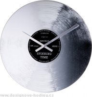 Designové nástěnné hodiny 8117 Nextime Silver Record 43cm