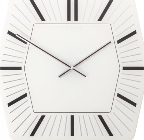 Designové nástěnné hodiny 8128wi Nextime Hexagon white 43cm
