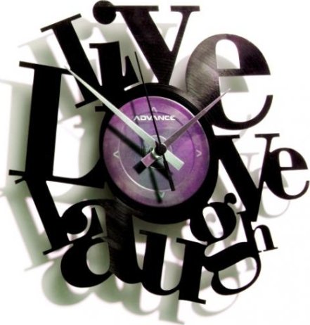 Designové nástěnné hodiny Discoclock 007 Live Love Laugh 30cm