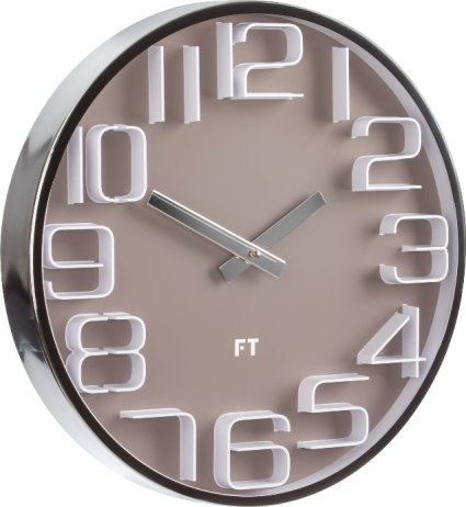 Designové nástěnné hodiny Future Time FT7010BR Numbers caffé latte 30cm