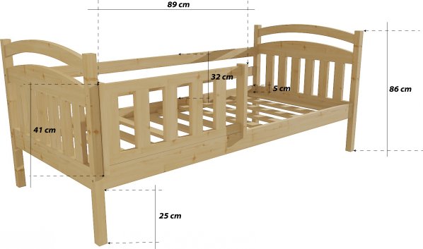 Dětská postel DP 001 olše, 90x200 cm