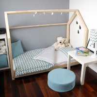 Dětská postel ve tvaru domečku TERY, přírodní masiv, 70x140 cm