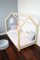 Dětská postel ve tvaru domečku TERY, přírodní masiv, 90x180 cm