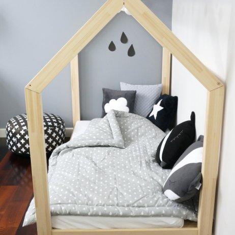 Dětská postel ve tvaru domečku TERY, přírodní masiv, 90x190 cm