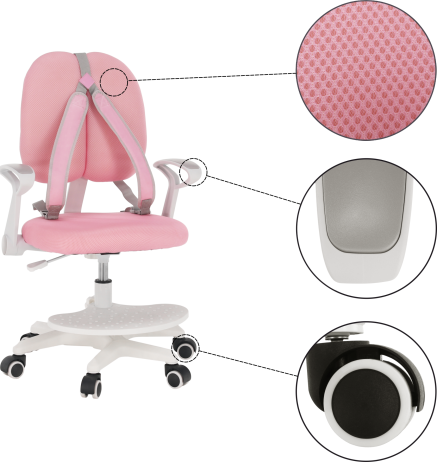 Dětská rostoucí židle ANAIS, růžová / bílá