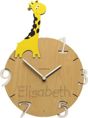 Dětské hodiny CalleaDesign žirafa 42cm (možnost vlastního jména)