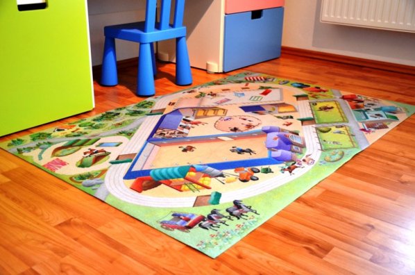 Oboustranný dětský koberec zámek-jízdárna, 100x150cm