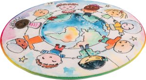Dětský kusový koberec Juno 477 World Map kruh
