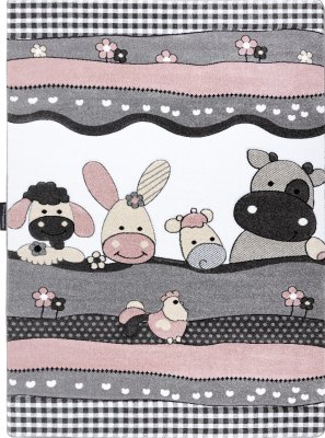 Dětský kusový koberec Petit Farm animals pink