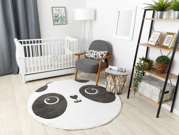 Dětský kusový koberec Petit Panda white kruh