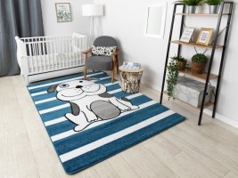 Dětský kusový koberec Petit Puppy blue