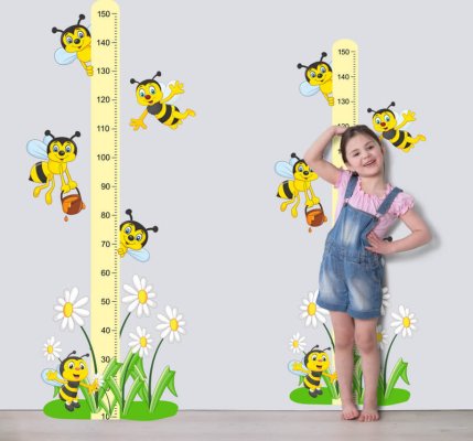 Dětský metr na zeď Včelky