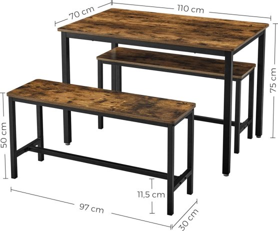 Jídelní stůl se 2 lavicemi KDT070B01