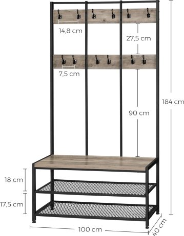 Předsíňový věšák s botníkem HSR086B02V1