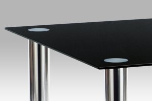 Jídelní stůl 90x90 cm, chrom / černé sklo 8 mm