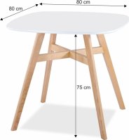 Jídelní stůl DEJAN, MDF/masivní dřevo, bílá/přírodní
