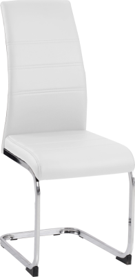 Bílá jídelní židle, chrom, VATENA