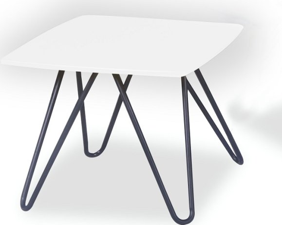 Konferenční stolek, bílá vysoký lesk / černá, KANER 1