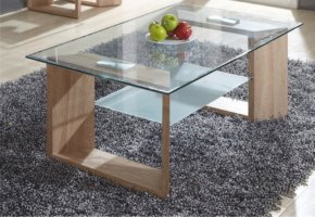Konferenční stolek, dub + sklo, VLASTA