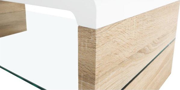 Moderní konferenční stolek, dub sonoma/bílá extra vysoký lesk HG, KONTEX 2 NEW