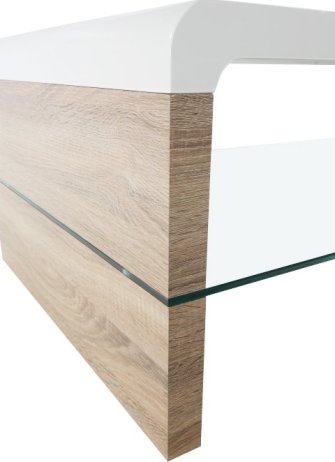 Moderní konferenční stolek, dub sonoma/bílá extra vysoký lesk HG, KONTEX 2 NEW