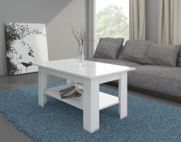 Konferenční stolek Elaiza, bílá / bílý lesk