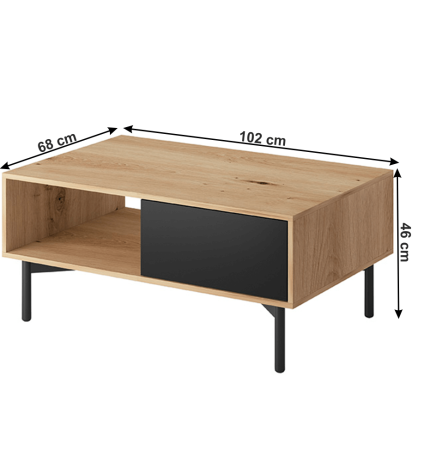 Konferenční stolek Balux, dub artisan / černá