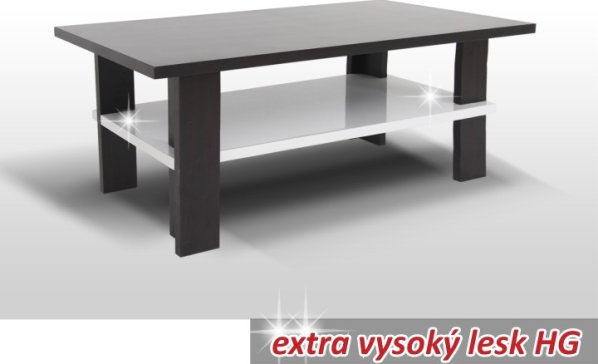 Konferenční stolek ANATOL, wenge/bílá extra vysoký lesk HG