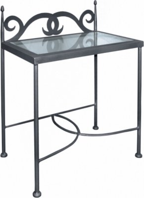 Kovaný noční stolek se skleněnou deskou CARTAGENA 0428B