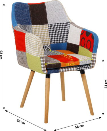 Křeslo LANDOR, barevný patchwork / buk