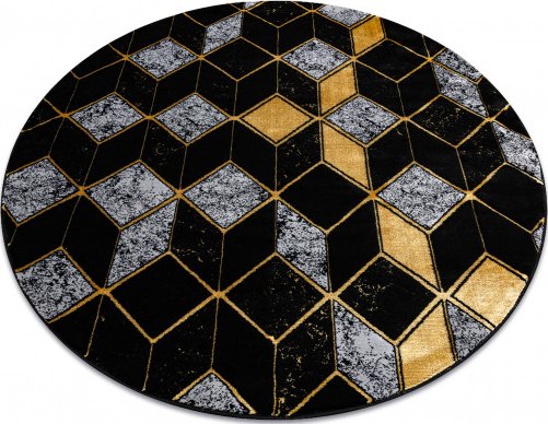 Kusový koberec Gloss 400B 86 3D geometric black/gold kruh