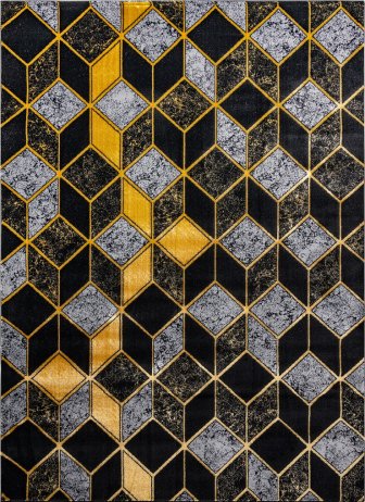 Kusový koberec Gloss 400B 86 3D geometric black/gold